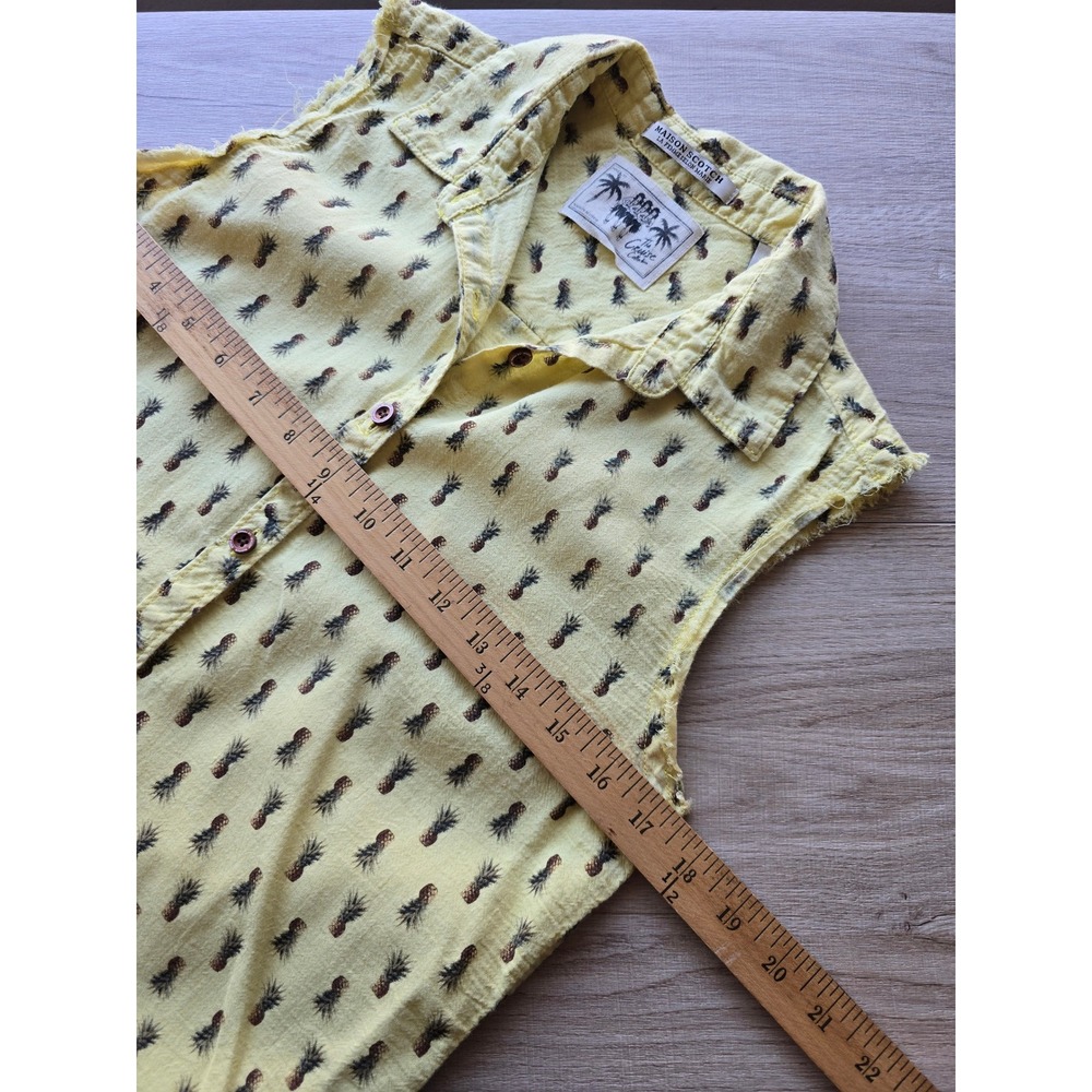 Maison Scotch Womens Sleeveless Pineapple Print Shirt Dress Yellow Size 1 resort - Picture 4 of 10